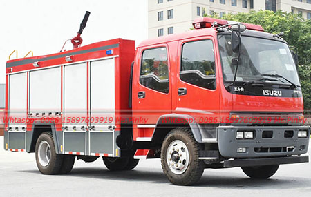 Proceso de operación del camión de bomberos de espuma ISUZU