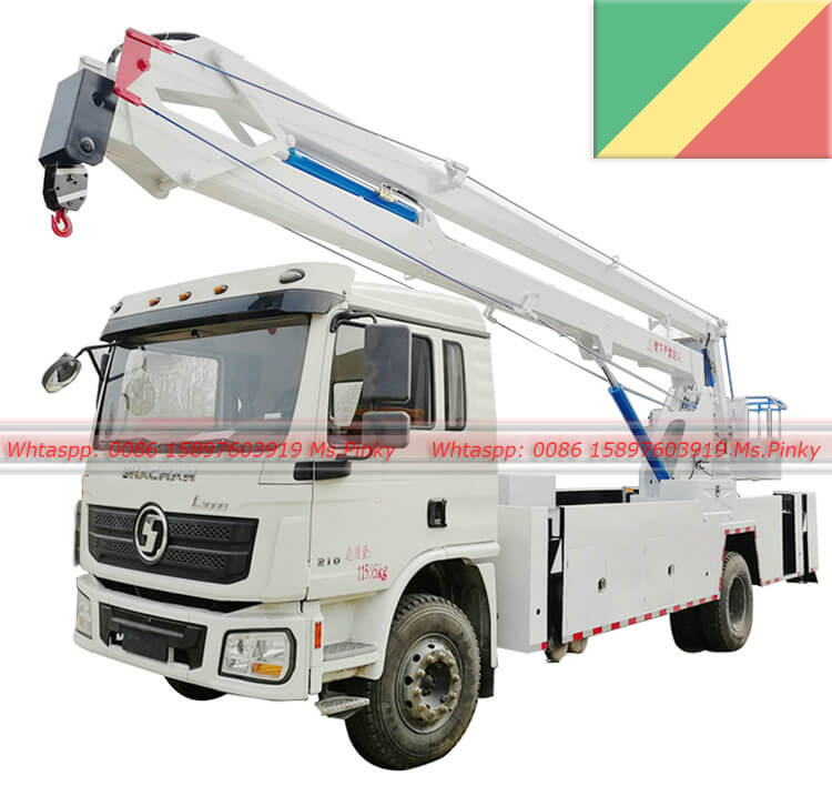 Vehículo de trabajo de gran altitud con brazo plegable Shacman L3000 Exportación de 20 metros a la República del Congo