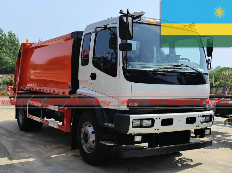 Exportación del camión 10000Liters del compactador Garabege de Ruanda ISUZU FVR desde el puerto chino
