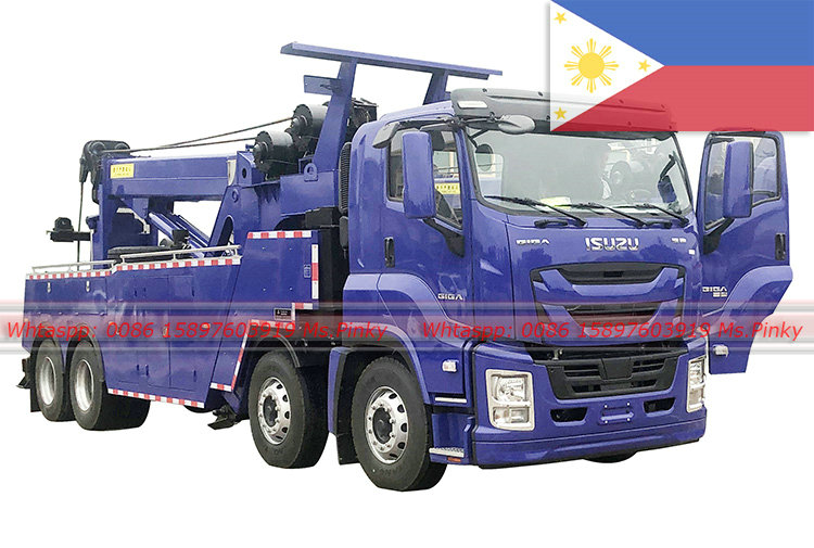 Dos unidades resistentes 8X4 ISUZU GIGA 30T exportación de camión de auxilio con rotación de 360 grados a Filipinas