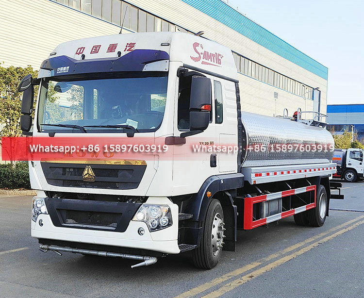 Exportación del camión cisterna de agua de acero inoxidable SS304 de 330HP HOWO con transmisión automática de agua de 15 toneladas a Uzbekistán